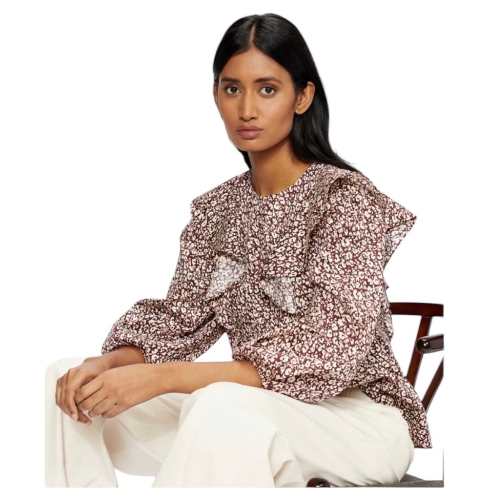 TED BAKER SANJAA FRILL BALOON SLEEVE TOP